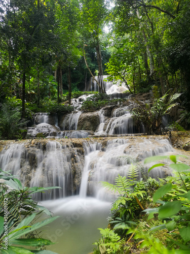 Mae Kae waterfall, limestone waterfall at Lampang province in Thailand