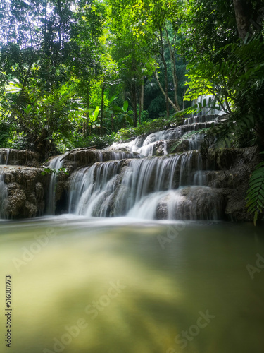 Mae Kae waterfall, limestone waterfall at Lampang province in Thailand © kedsirin
