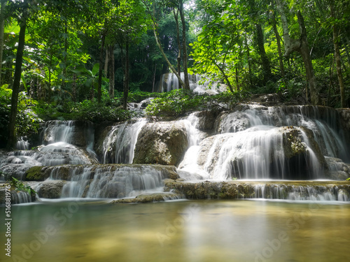 Mae Kae waterfall, limestone waterfall at Lampang province in Thailand © kedsirin