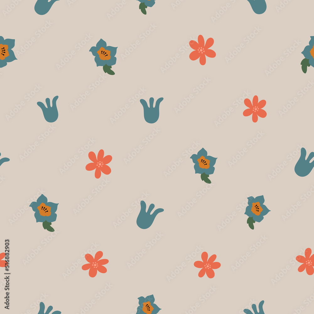 Seamless pattern with abstract shapes. Simple colored doodles