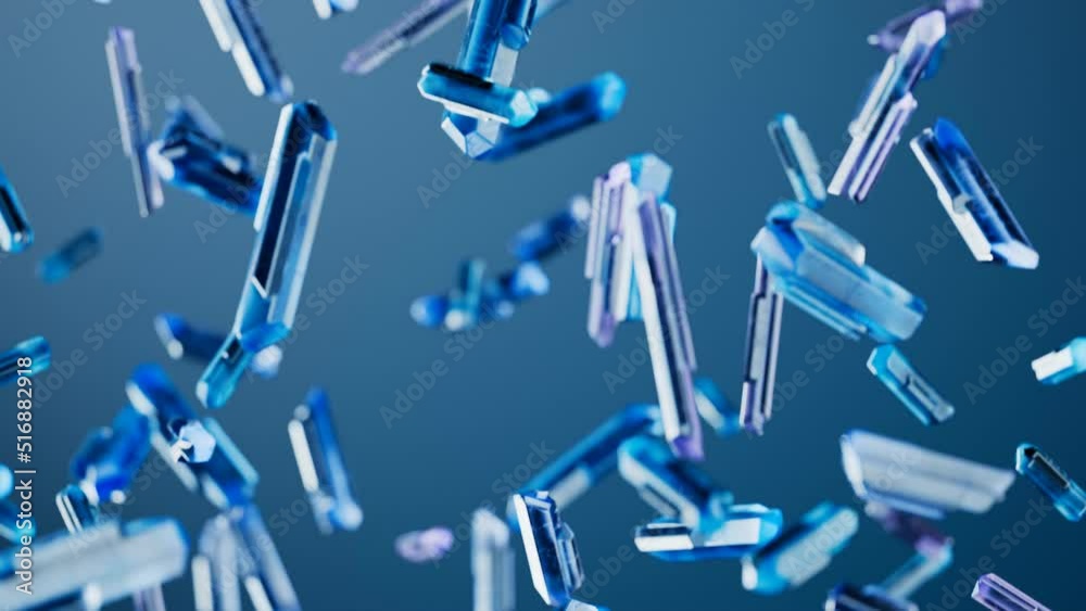 Seamless, endless looping animation of shiny blue crystals falling indefinitely. Seamless, endless looping animation of shiny blue crystals falling indefinitely.