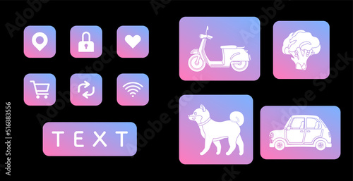 アイコンとイラストのデザインセット。