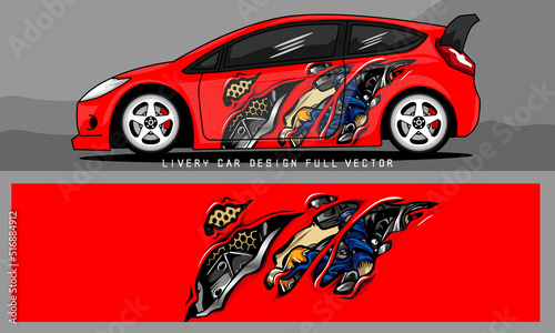a torn body theme vector car livery with the addition of cool illustrations for cutting  wrapping and branding purposes