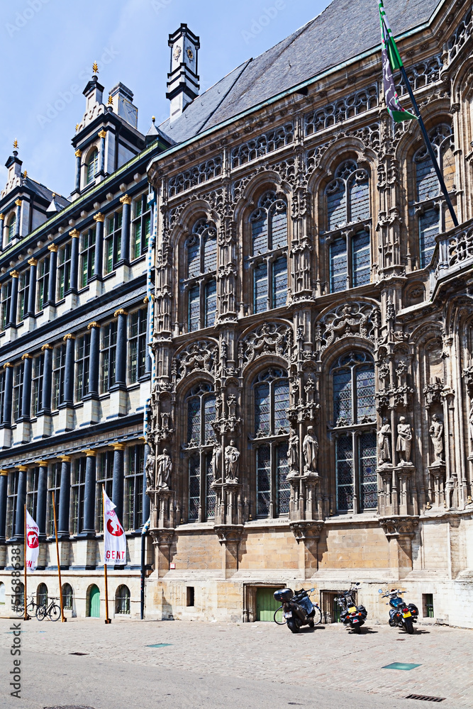 Obraz premium The graceful Gothic facade as seen on June 14, 2015, in Ghent, Belgium.