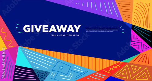 Colorful abstract geometric and fluid banner template for marketing promotion material. Giveaway, cash back, gift card, and member card bonus design template.