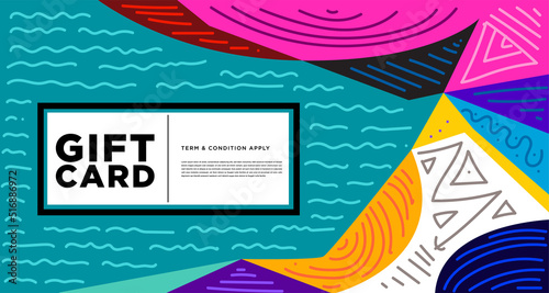 Colorful abstract geometric and fluid banner template for marketing promotion material. Giveaway, cash back, gift card, and member card bonus design template.