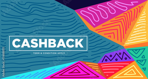 Colorful abstract geometric and fluid banner template for marketing promotion material. Giveaway, cash back, gift card, and member card bonus design template.
