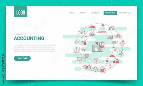 accounting concept with circle icon for website template or landing page homepage
