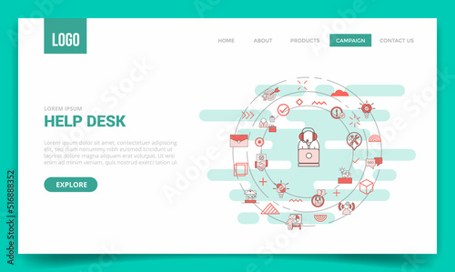 help desk concept with circle icon for website template or landing page homepage