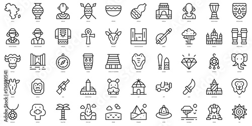 Set of thin line africa Icons. Vector illustration