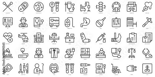 Set of thin line medical services Icons. Vector illustration