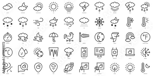 Set of thin line weather Icons. Vector illustration