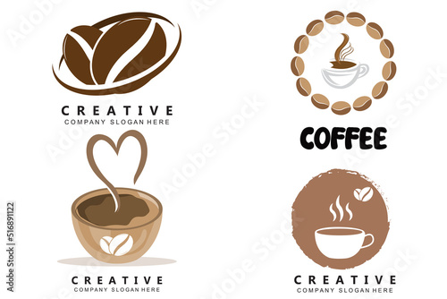 coffee bean plant logo vector for coffee drink design illustration