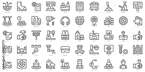 Set of thin line manufacturing Icons. Vector illustration