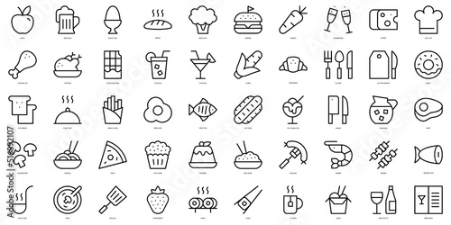 Set of thin line food and restaurant Icons. Vector illustration