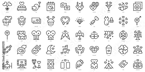 Set of thin line date night Icons. Vector illustration