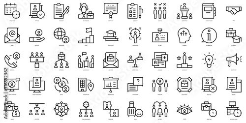 Set of thin line recruitment Icons. Vector illustration