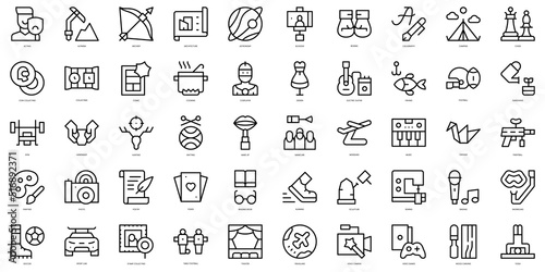 Set of thin line hobbies and freetime Icons. Vector illustration