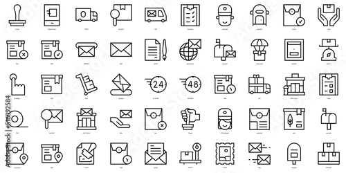 Set of thin line postal service Icons. Vector illustration
