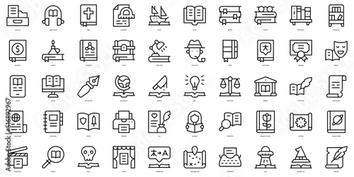 Set of thin line literature Icons. Vector illustration