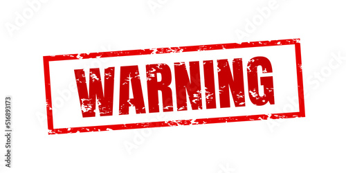Stamp with word warning inside, vector illustration