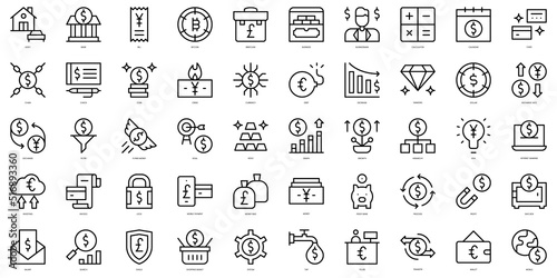 Set of thin line currency Icons. Vector illustration