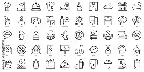 Set of thin line homeless Icons. Vector illustration