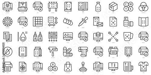 Set of thin line printing Icons. Vector illustration