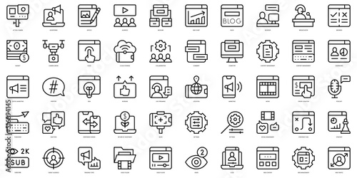 Set of thin line content creator Icons. Vector illustration
