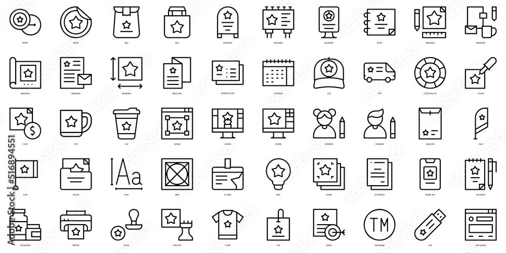 Set of thin line branding Icons. Vector illustration