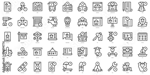 Set of thin line rent Icons. Vector illustration