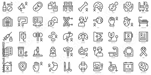 Set of thin line oncology Icons. Vector illustration