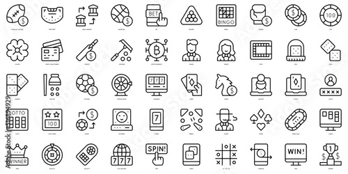 Foto Set of thin line online gambling Icons. Vector illustration