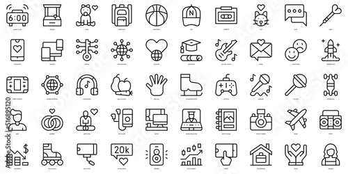 Set of thin line millennial Icons. Vector illustration