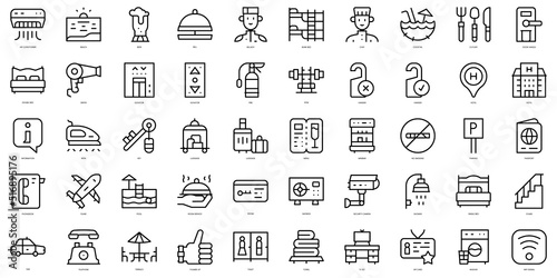 Set of thin line hotel Icons. Vector illustration