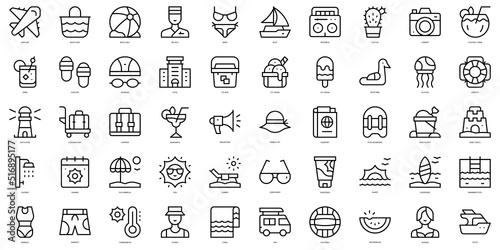 Set of thin line summer Icons. Vector illustration