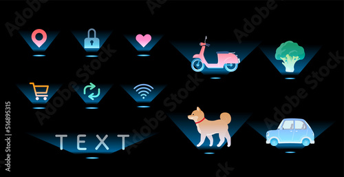 アイコンとイラストのデザインセット。