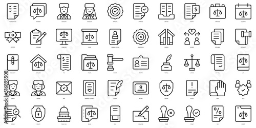 Set of thin line notary Icons. Vector illustration
