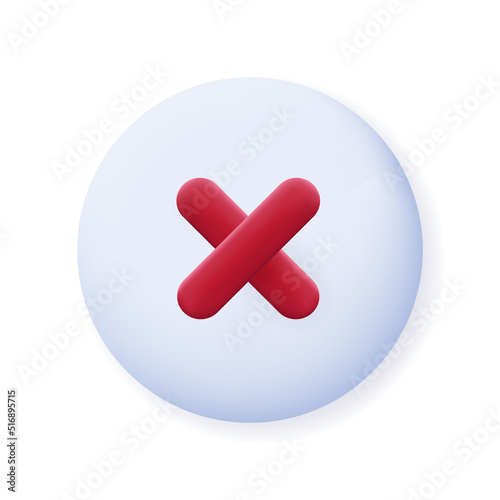 Ban icon 3d. Sign denied, stop, delete, or failed validation. An element of restriction or failure, error, or danger. Prohibit, veto, taboo or closed. Beware, your account has been banned. Vector.
