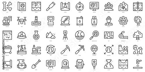Tablou canvas Set of thin line geology Icons. Vector illustration