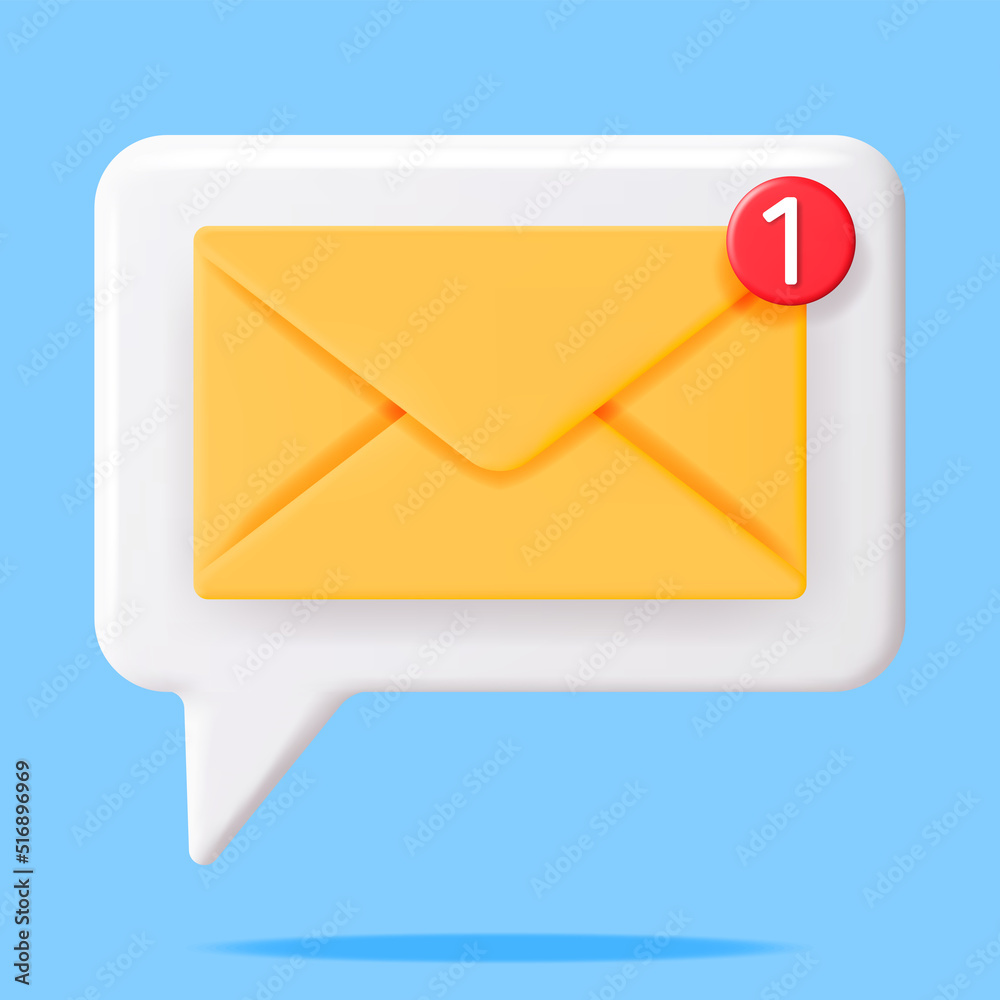 3D Mail Envelope with Notification New Message 3D Mail Envelope with Notification New Message