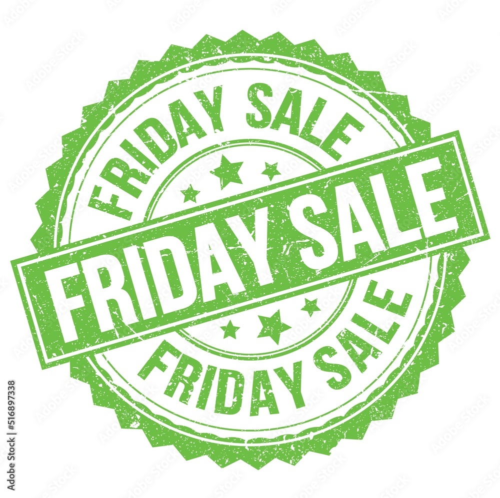 FRIDAY SALE text on green round stamp sign FRIDAY SALE text on green round stamp sign
