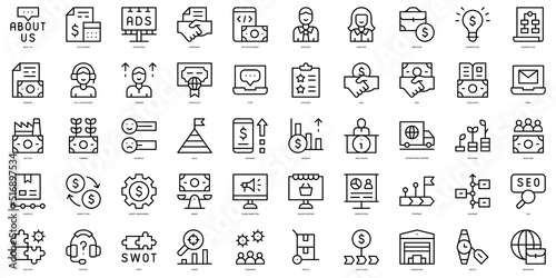 Set of thin line business services Icons. Vector illustration