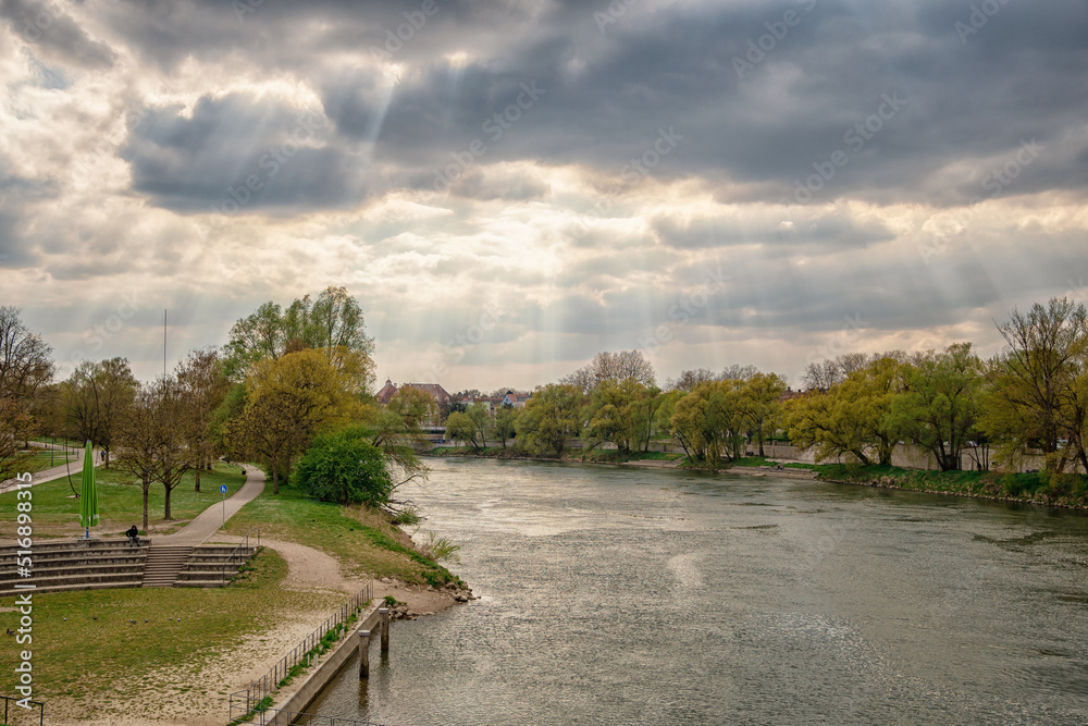 beautiful blue sky with clouds, summer view of Ingolstadt, Bavaria beautiful blue sky with clouds, summer view of Ingolstadt, Bavaria