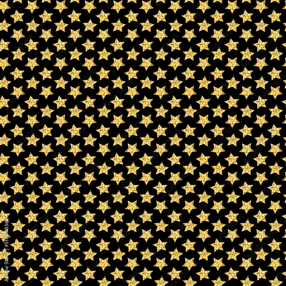 Golden star on dark background sparkling shiny seamless pattern Golden star on dark background sparkling shiny seamless pattern