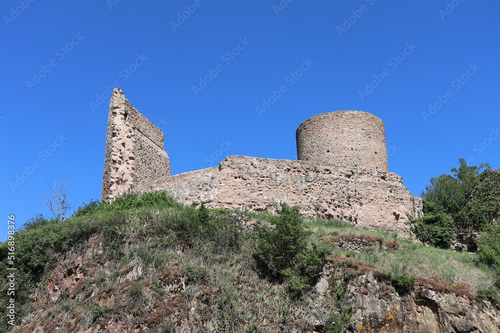 La forteresse médiévale et le donjon, village de Saint Jean Saint Maurice sur Loire, département de la Loire, France