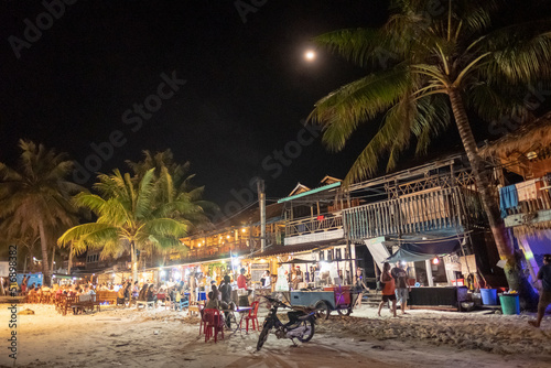 Market by beach at night in Koh Rong Cambodia