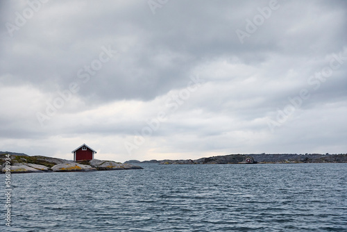 Fishing shack by sea in Bohuslan Sweden photo