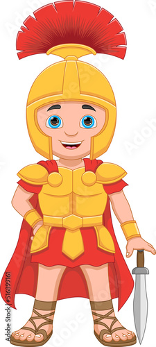 young roman soldier cartoon on white background