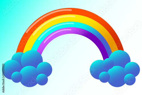 cartoon rainbow clouds. Colorful background. Concept art. Vector illustration. Stock image. 